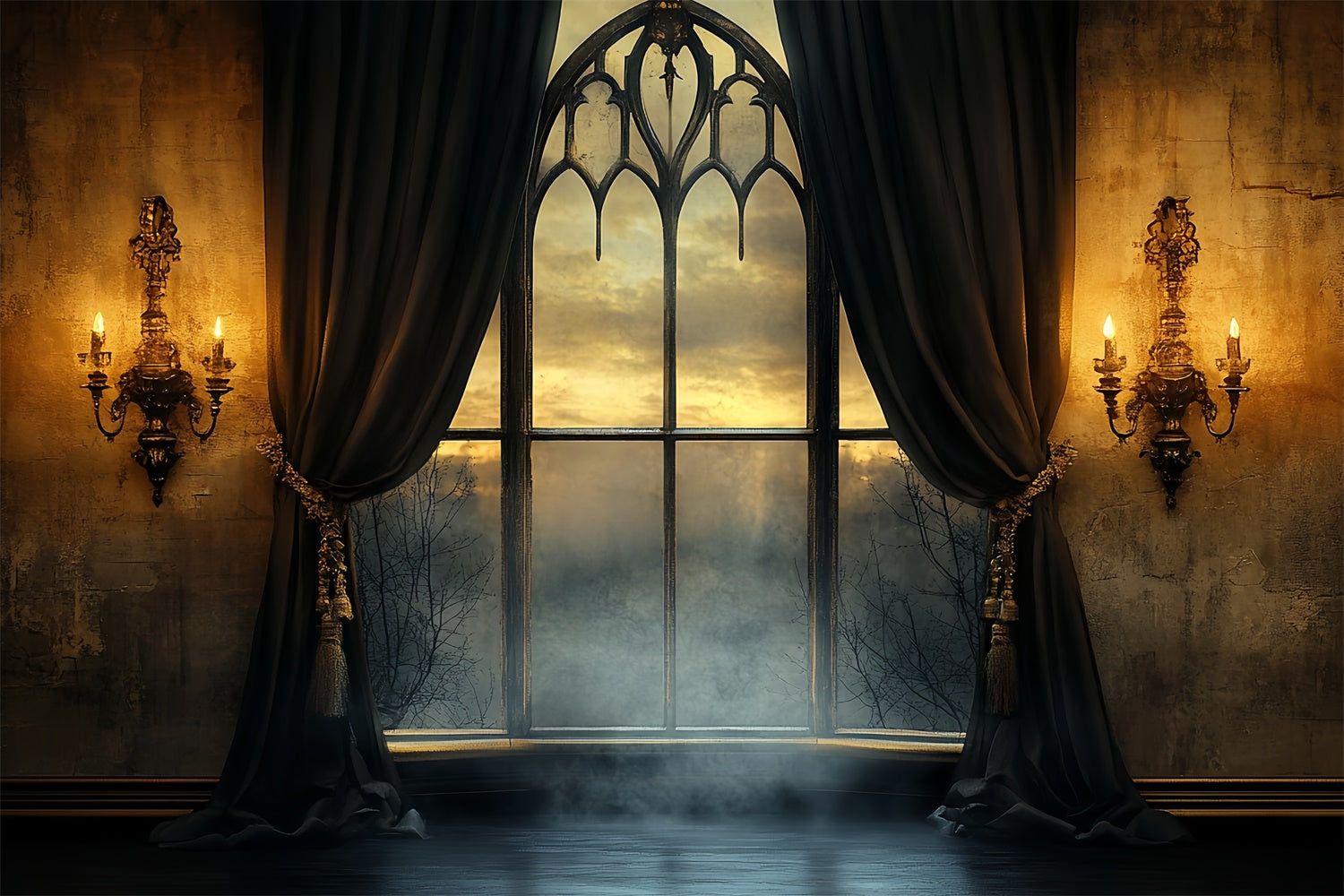 Halloween Backdrop Ideas Twilight Gothic Window Backdrop UK CSH57-65