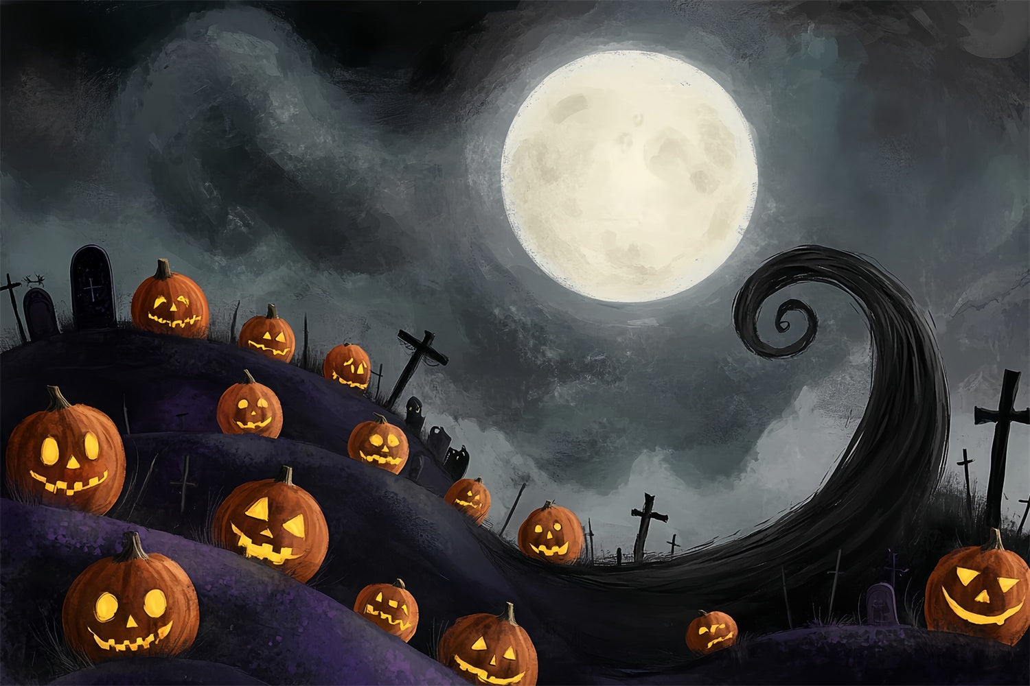 Halloween Moon Backdrop Twisted Hill Moonlight Backdrop UK CSH57-70