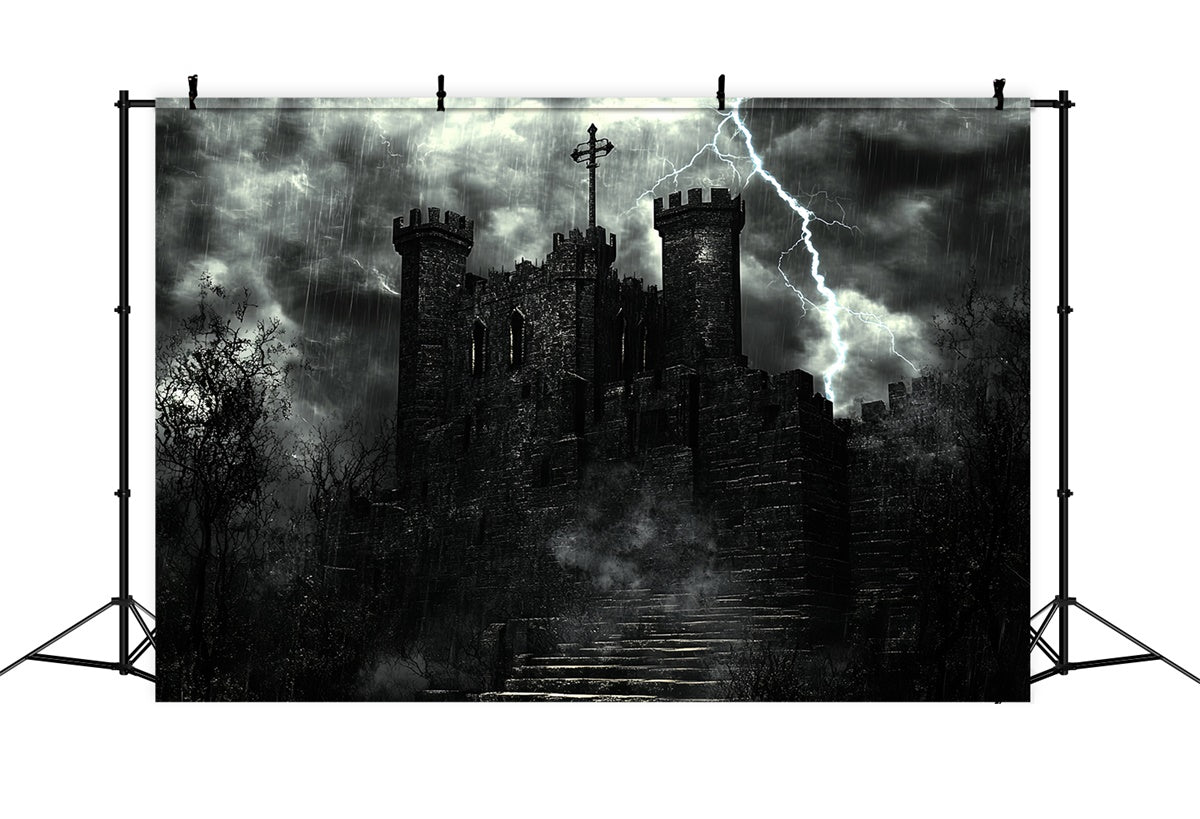Halloween Backdrops Lightning Haunted Castle Backdrop UK CSH57-73