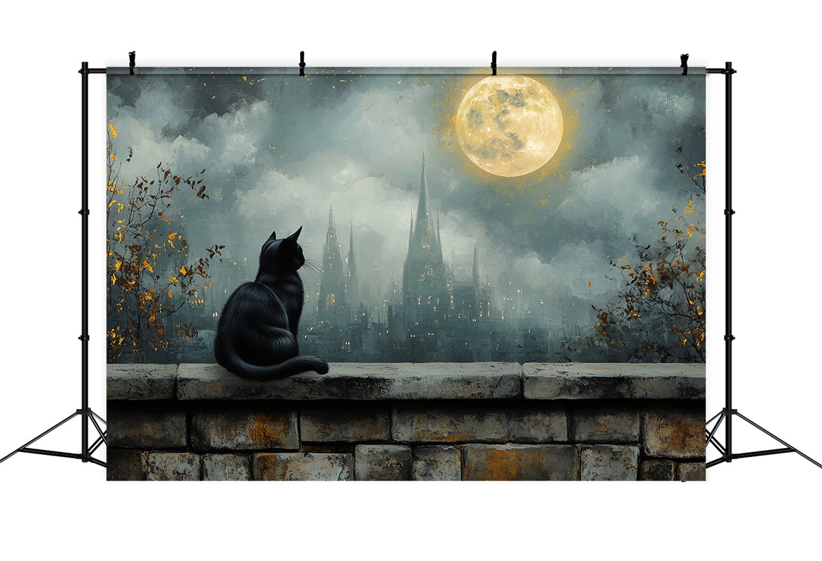 Halloween Moon Backdrop Gothic Moonrise City Backdrop UK CSH57-76