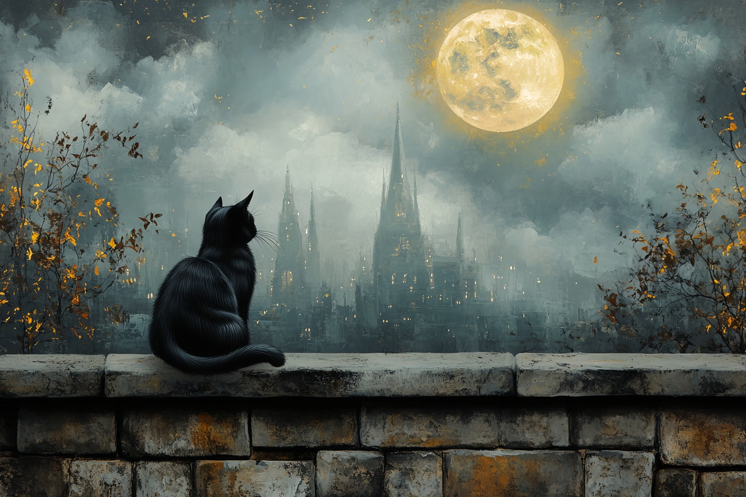 Halloween Moon Backdrop Gothic Moonrise City Backdrop UK CSH57-76