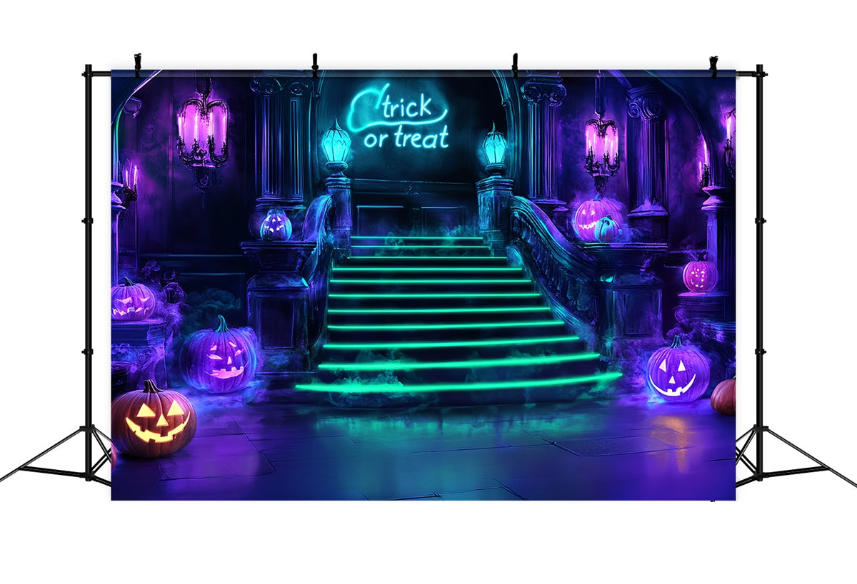 Halloween Picture Backdrop Neon Staircase Fright Backdrop UK CSH57-79