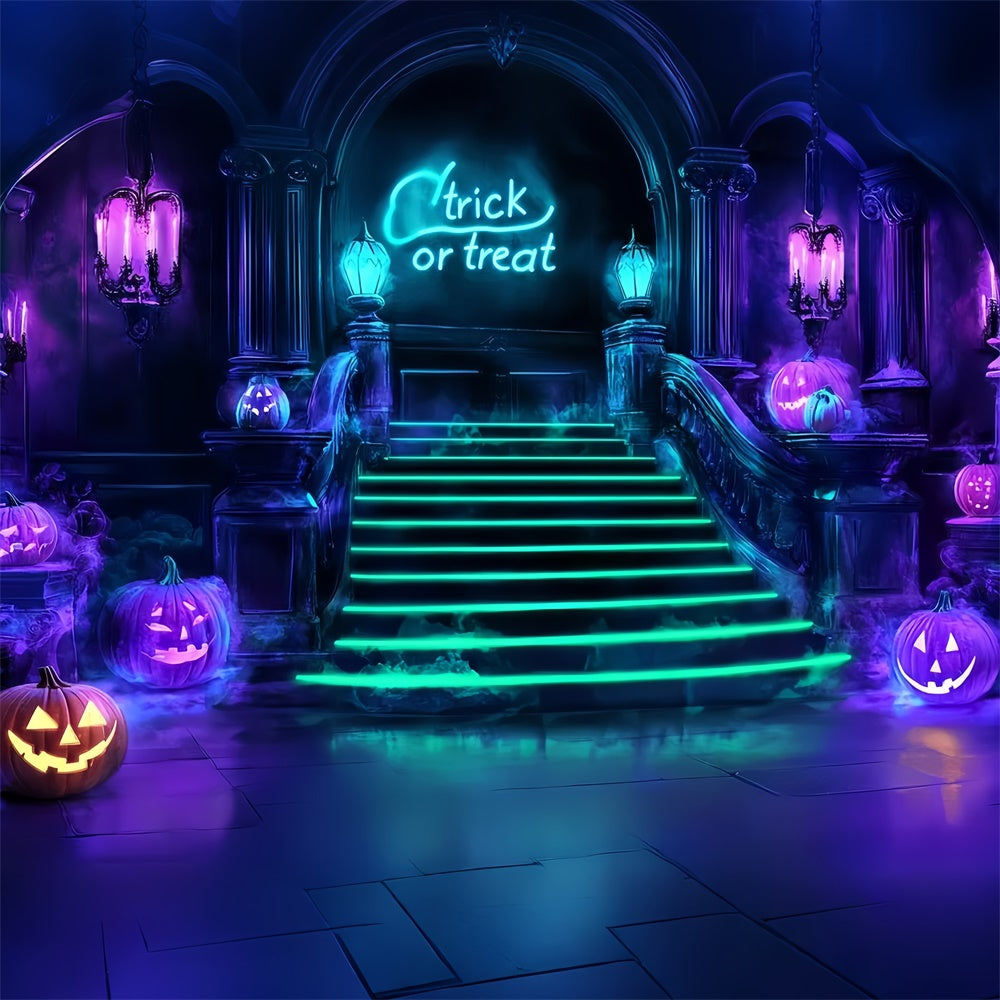 Halloween Picture Backdrop Neon Staircase Fright Backdrop UK CSH57-79