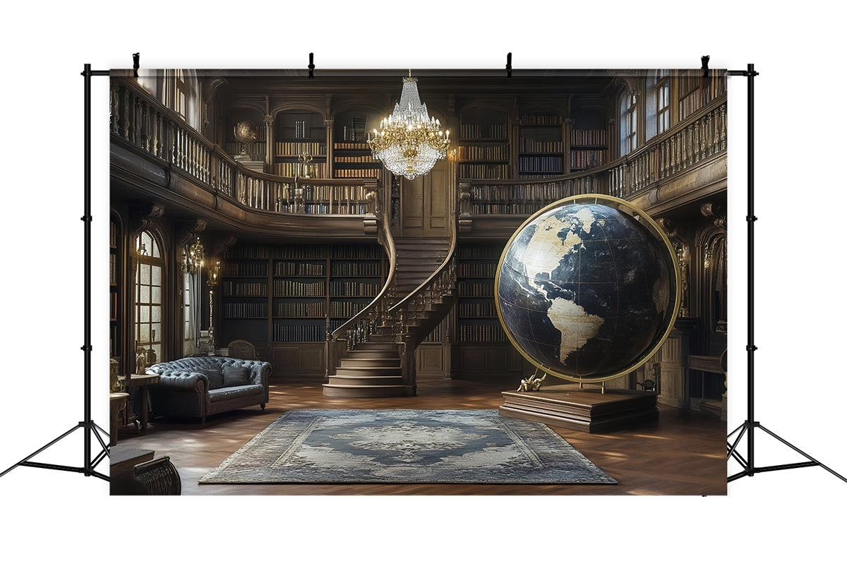 Vintage Studio Backdrop Antique Library Globe Backdrop UK CSH57-88