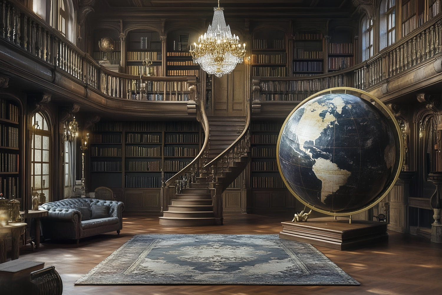 Vintage Studio Backdrop Antique Library Globe Backdrop UK CSH57-88