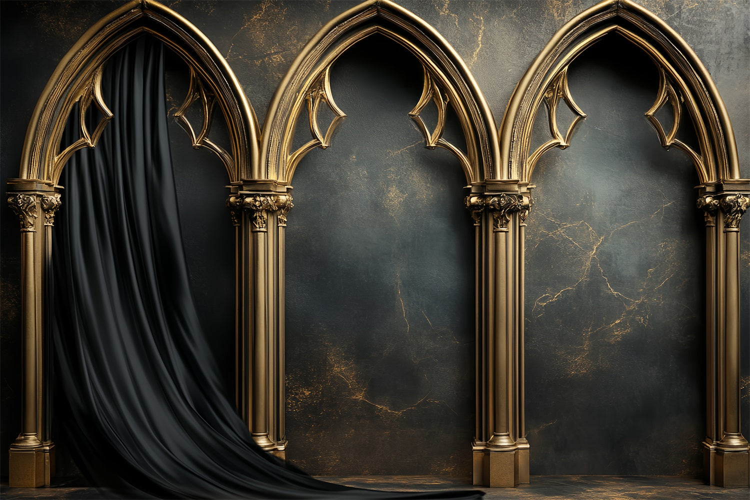 Vintage Wall Backdrop Gothic Gold Archway Backdrop UK CSH57-89