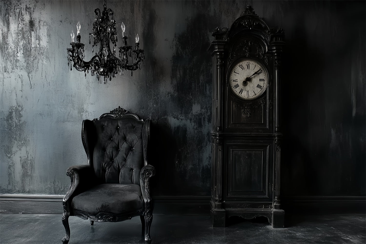 Antique Photo Backdrop Black Parlor Elegance Backdrop UK CSH57-92
