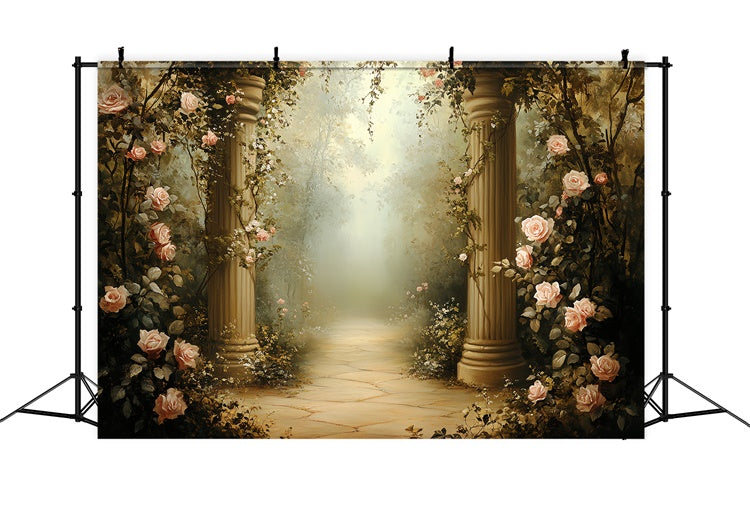 Vintage Photo Backdrop Classical Rose Pathway Backdrop UK CSH57-97