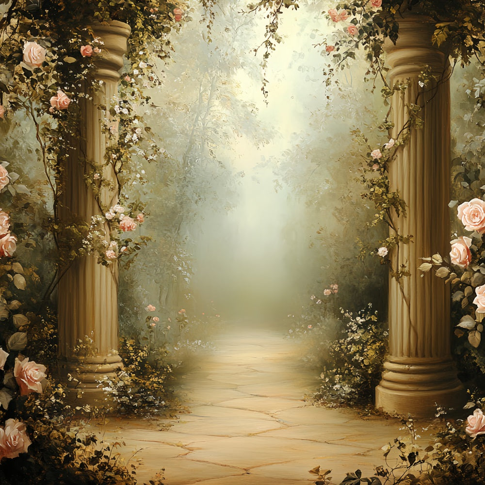 Vintage Photo Backdrop Classical Rose Pathway Backdrop UK CSH57-97