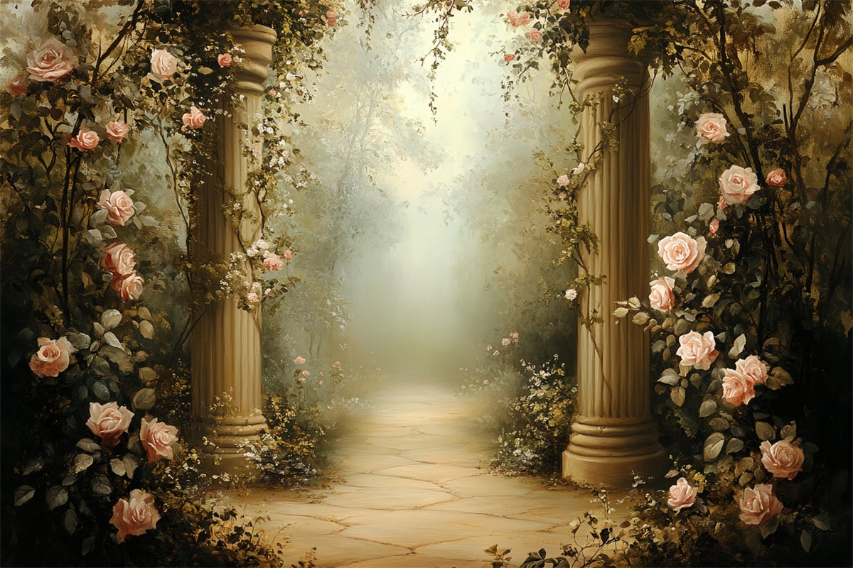 Vintage Photo Backdrop Classical Rose Pathway Backdrop UK CSH57-97