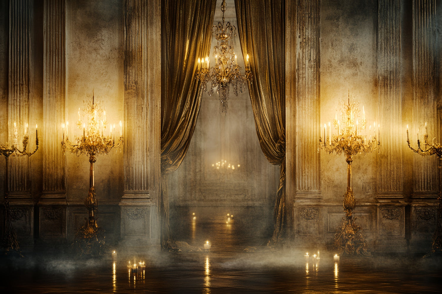 Baroque Backdrop Candlelit Golden Hall Vintage Photo Backdrop UK CSH57-99