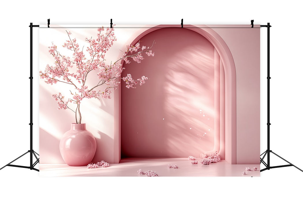 Cherry Blossom Backdrop Minimalist Arch Blossom Vase Flower Backdrop UK CSH58-103