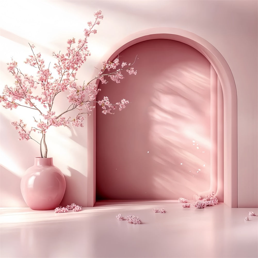 Cherry Blossom Backdrop Minimalist Arch Blossom Vase Flower Backdrop UK CSH58-103