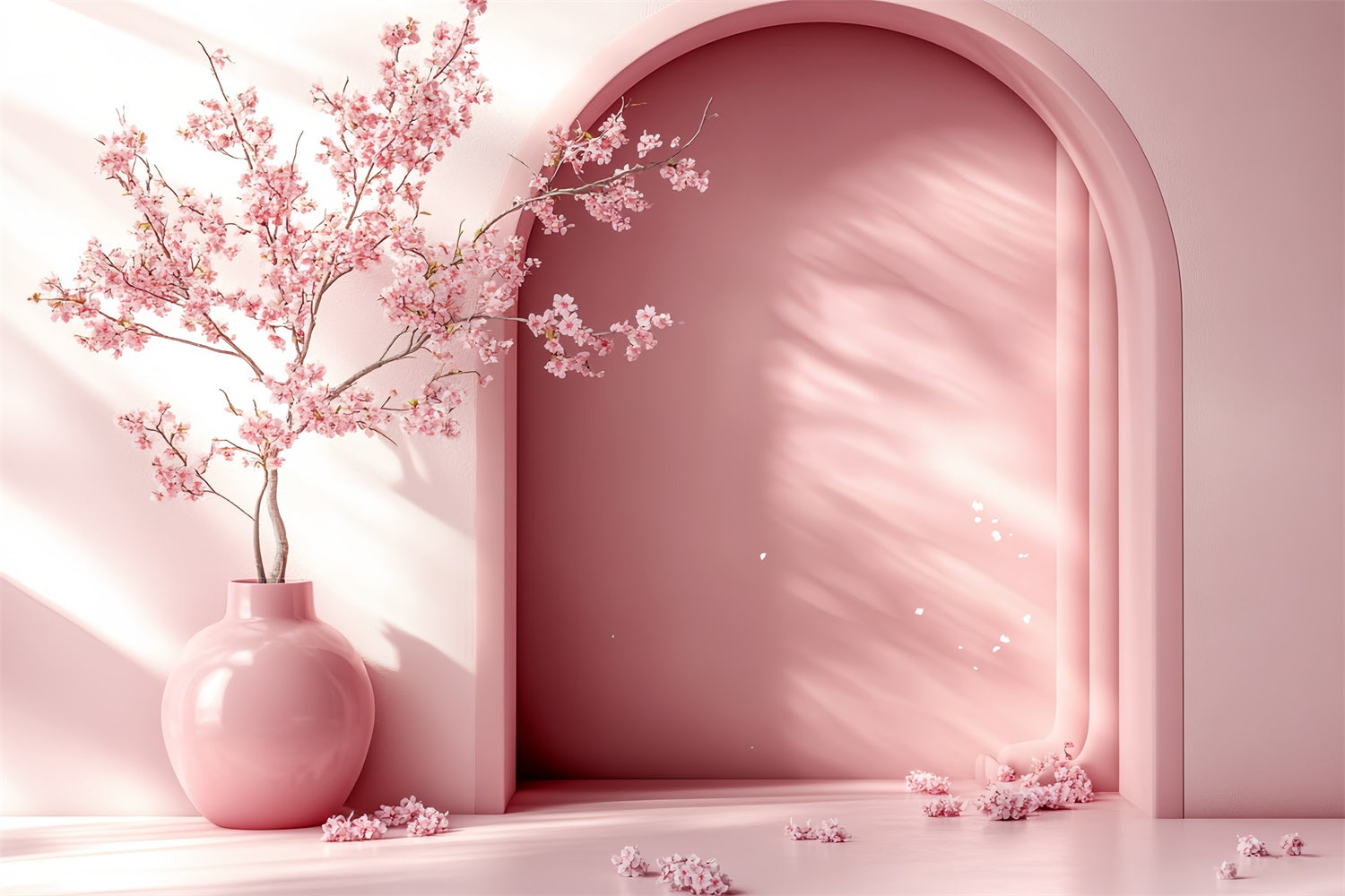 Cherry Blossom Backdrop Minimalist Arch Blossom Vase Flower Backdrop UK CSH58-103