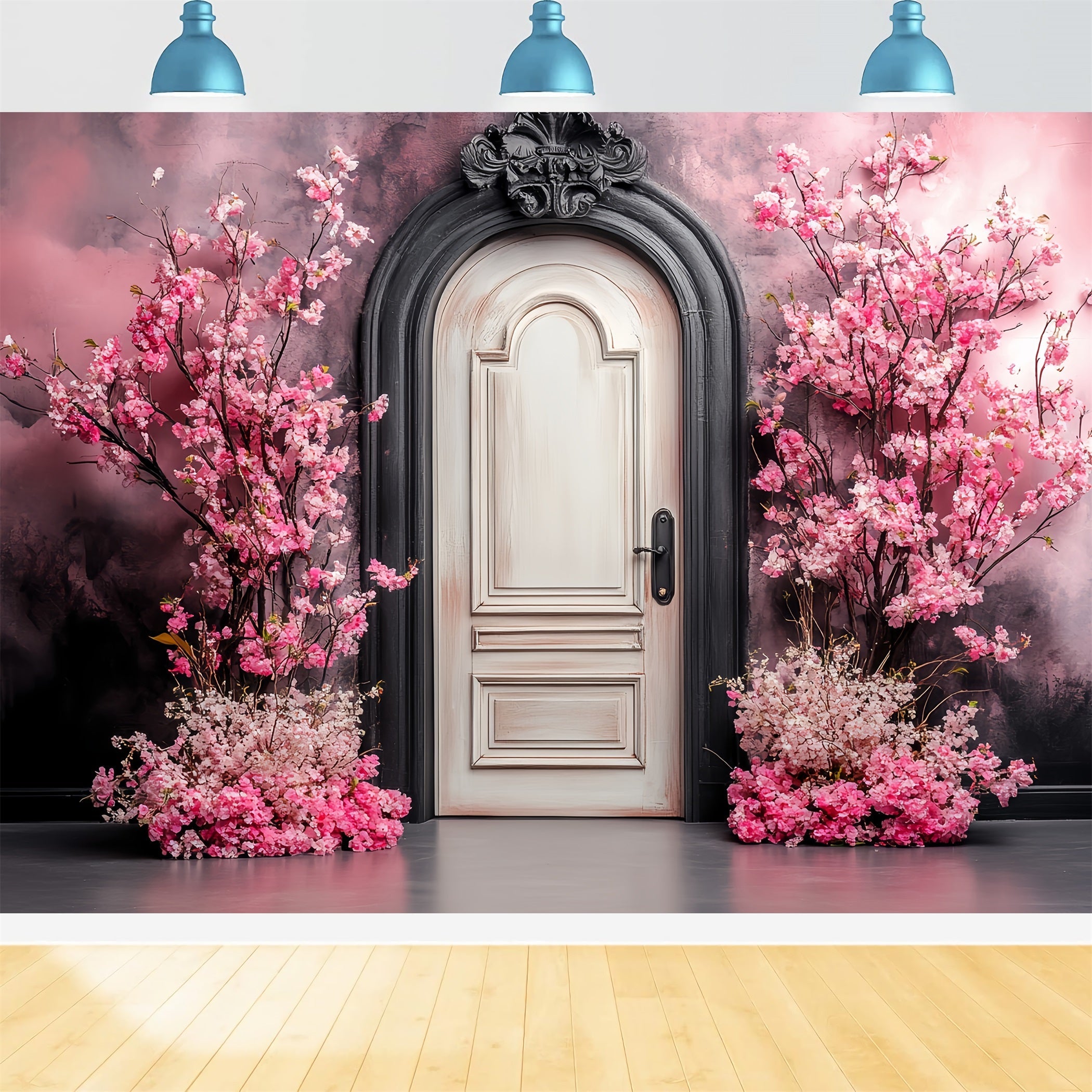 Cherry Blossom Backdrop Ornate Door Blossom Arrangement Flower Backdrop UK CSH58-105