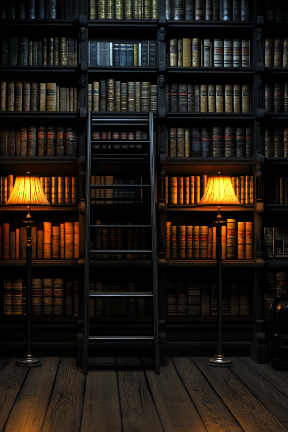 Library Backdrop Library Ladder Warm Lights Back to School Photo Backdrop UK CSH58-111