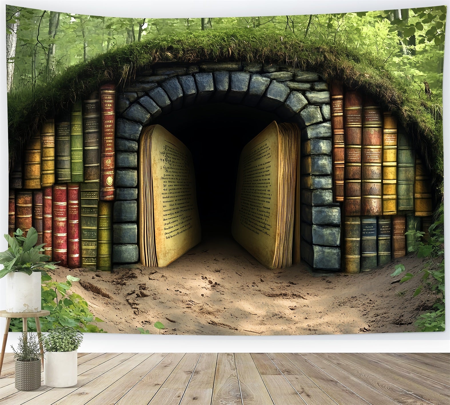Book Backdrop Forest Tunnel Ancient Pages Back To School Backdrops UK CSH58-113