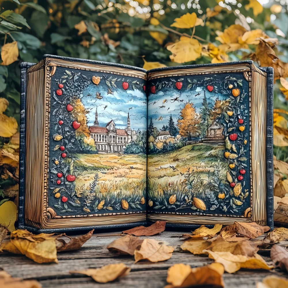 Book Backdrop Autumn Storybook Illustrated Landscape School Photo Backdrop UK CSH58-114