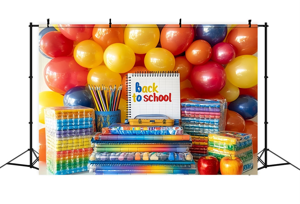 Book Backdrop Rainbow Balloons School Supplies Display School Backdrop UK CSH58-116
