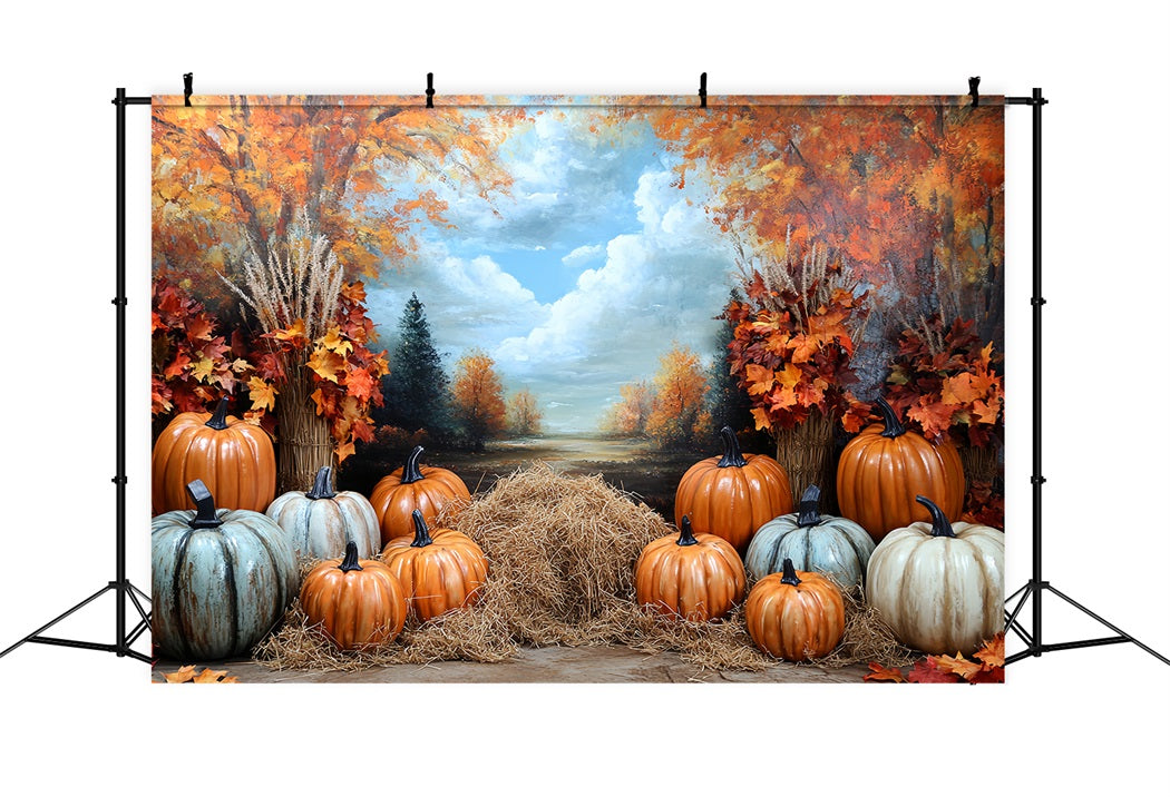 Thanksgiving Backdrop Golden Pumpkin Autumn Forest Thanksgiving Photo Backdrop UK CSH58-123