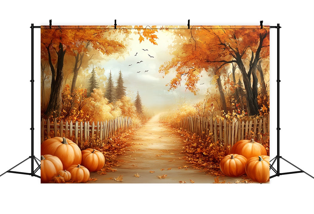Thanksgiving Backdrop Pumpkin Pathway Autumn Trees Thanksgiving Backdrop Ideas UK CSH58-124