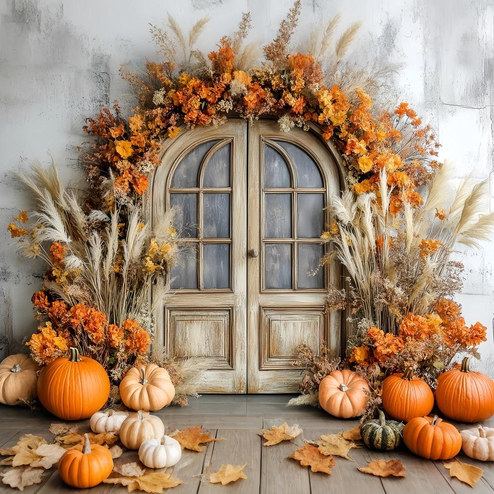 Thanksgiving Backdrop Pumpkin Harvest Rustic Door Fall Thanksgiving Backdrop UK CSH58-126