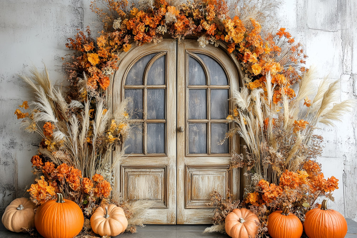 Thanksgiving Backdrop Pumpkin Harvest Rustic Door Fall Thanksgiving Backdrop UK CSH58-126