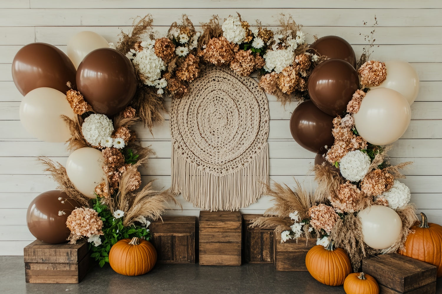 Thanksgiving Photo Backdrop Pumpkin Balloon Floral Arch Thanksgiving Backdrops UK CSH58-133