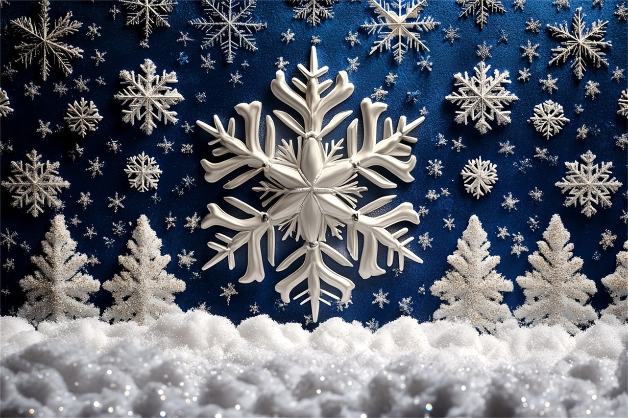 Snowflake Backdrop Blue Snowflake Forest and Glitter Trees Winter Backdrop UK CSH58-16