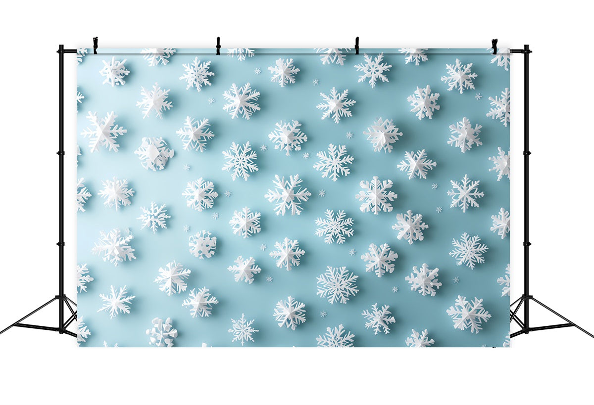 Snowflake Backdrop 3D White Snowflakes on Aqua Background Winter Backdrops UK CSH58-19