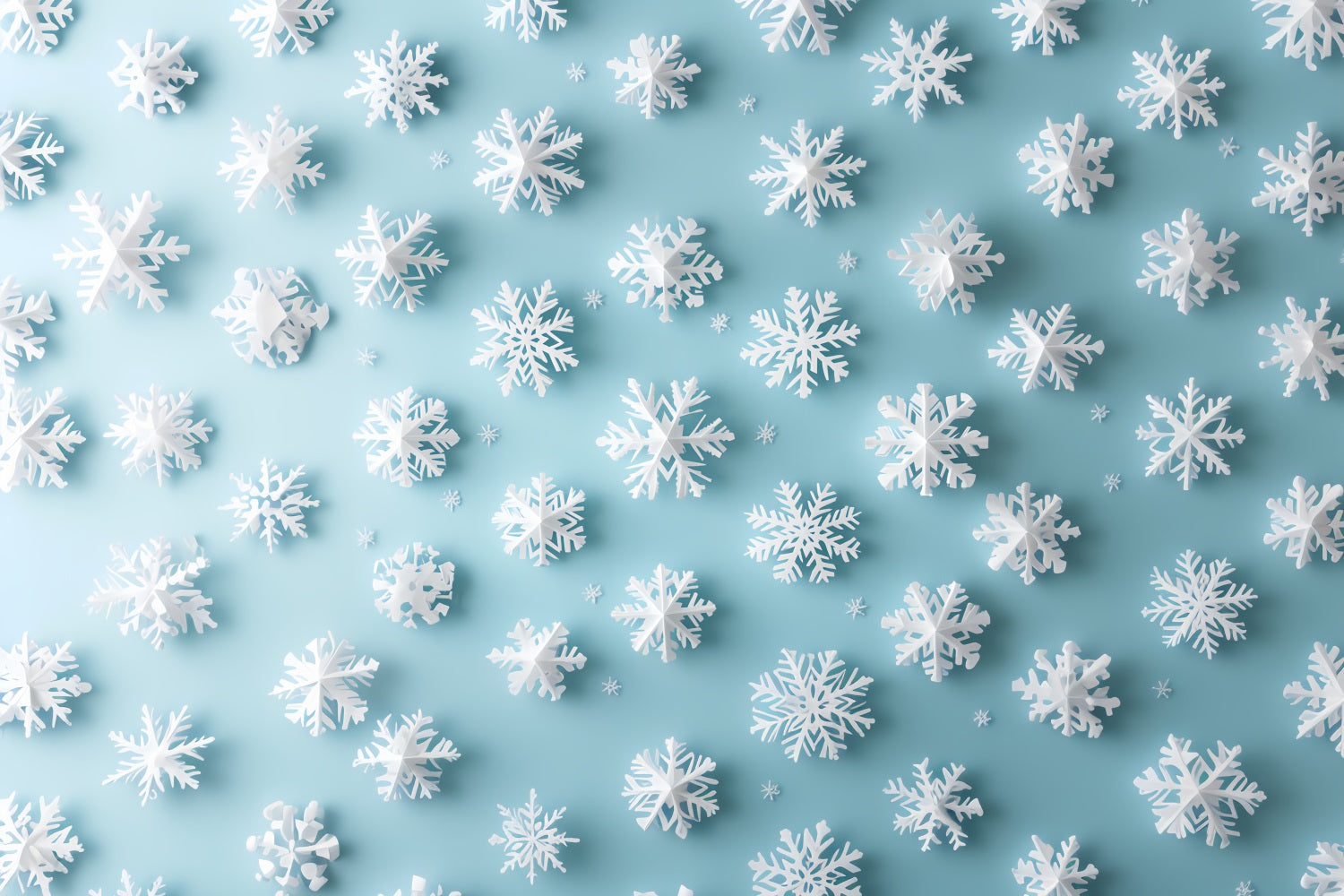 Snowflake Backdrop 3D White Snowflakes on Aqua Background Winter Backdrops UK CSH58-19