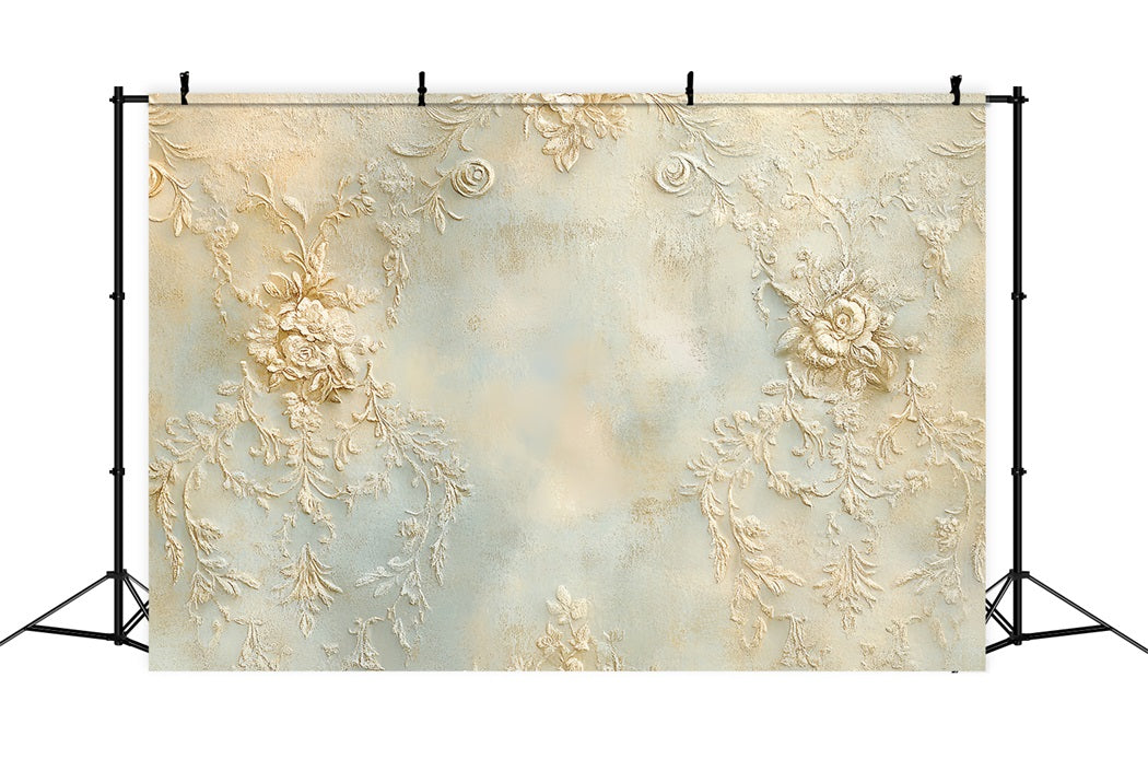 Cream Backdrop Elegant Embossed Floral Design Abstract Backdrops UK CSH58-200