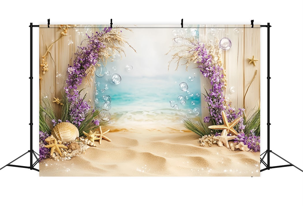 Summer Ocean Backdrop Seashell Starfish Floral Beach Summer Backdrop UK CSH58-212