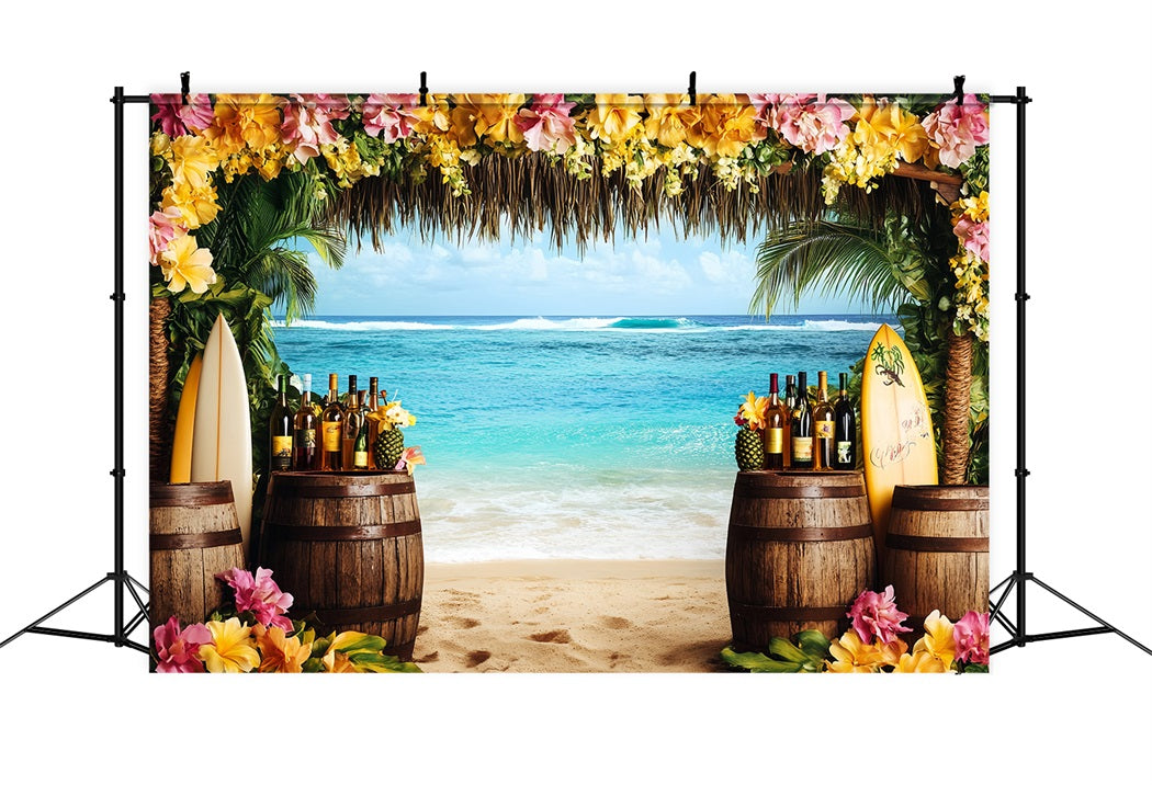 Summer Ocean Backdrop Tropical Surfboard Tiki Bar Summer Backdrops UK CSH58-213