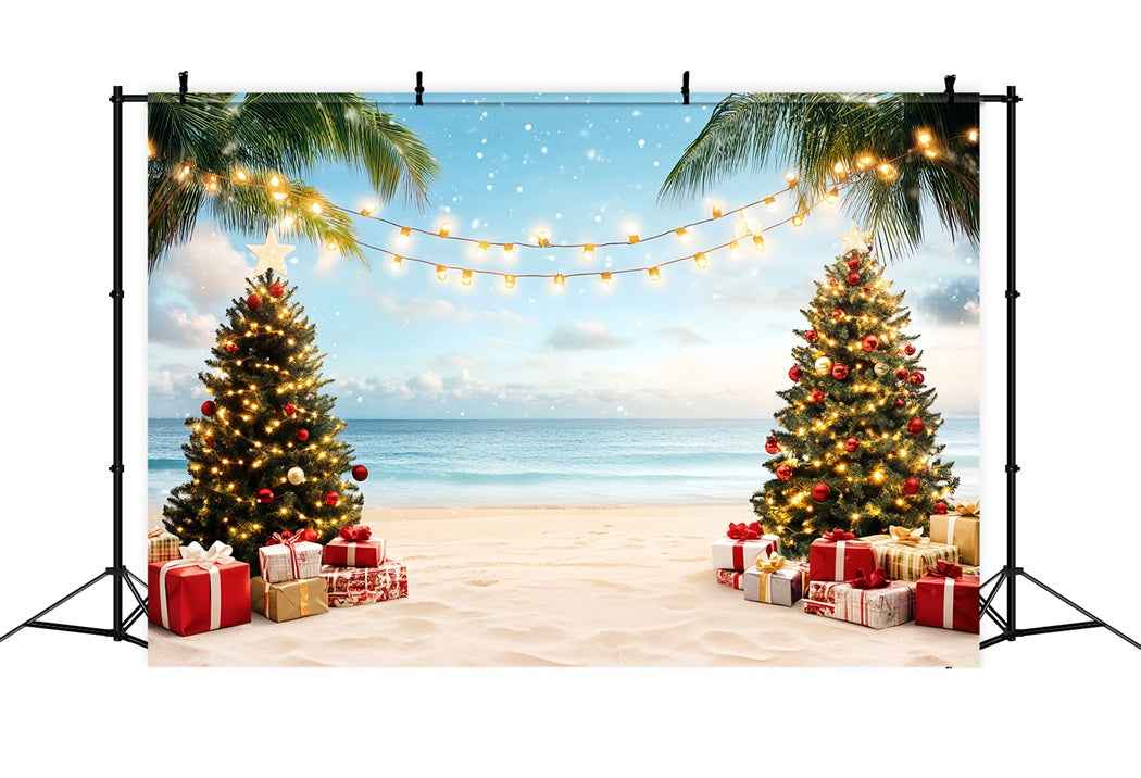 Summer Ocean Backdrop Christmas Palm Tree Paradise Summer Photo Backdrop UK CSH58-214