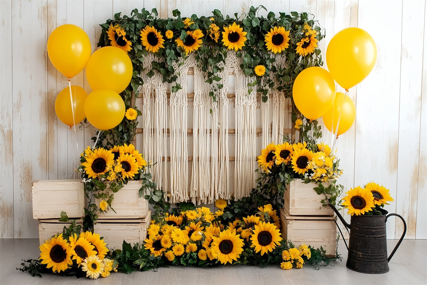 Autumn Sunflower Backdrop Boho Sunflower Balloon Decor Fall Backdrops UK CSH58-219