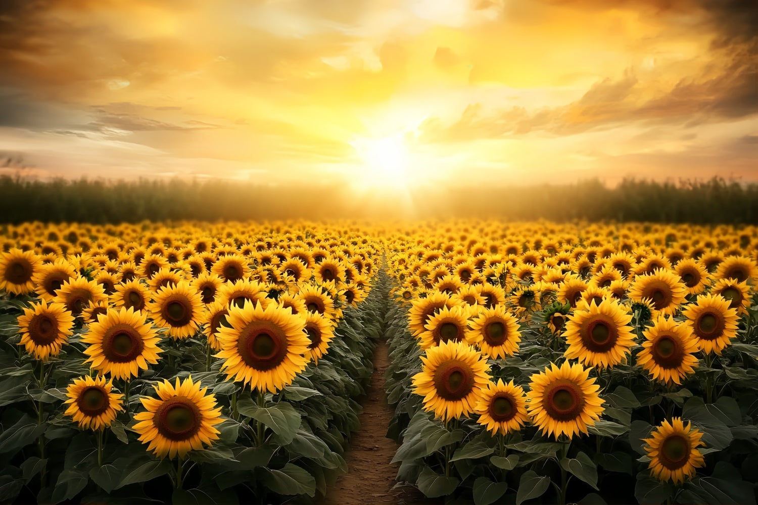 Fall Sunflower Backdrop Flower Field Golden Horizon Autumn Photography Backdrops UK CSH58-220