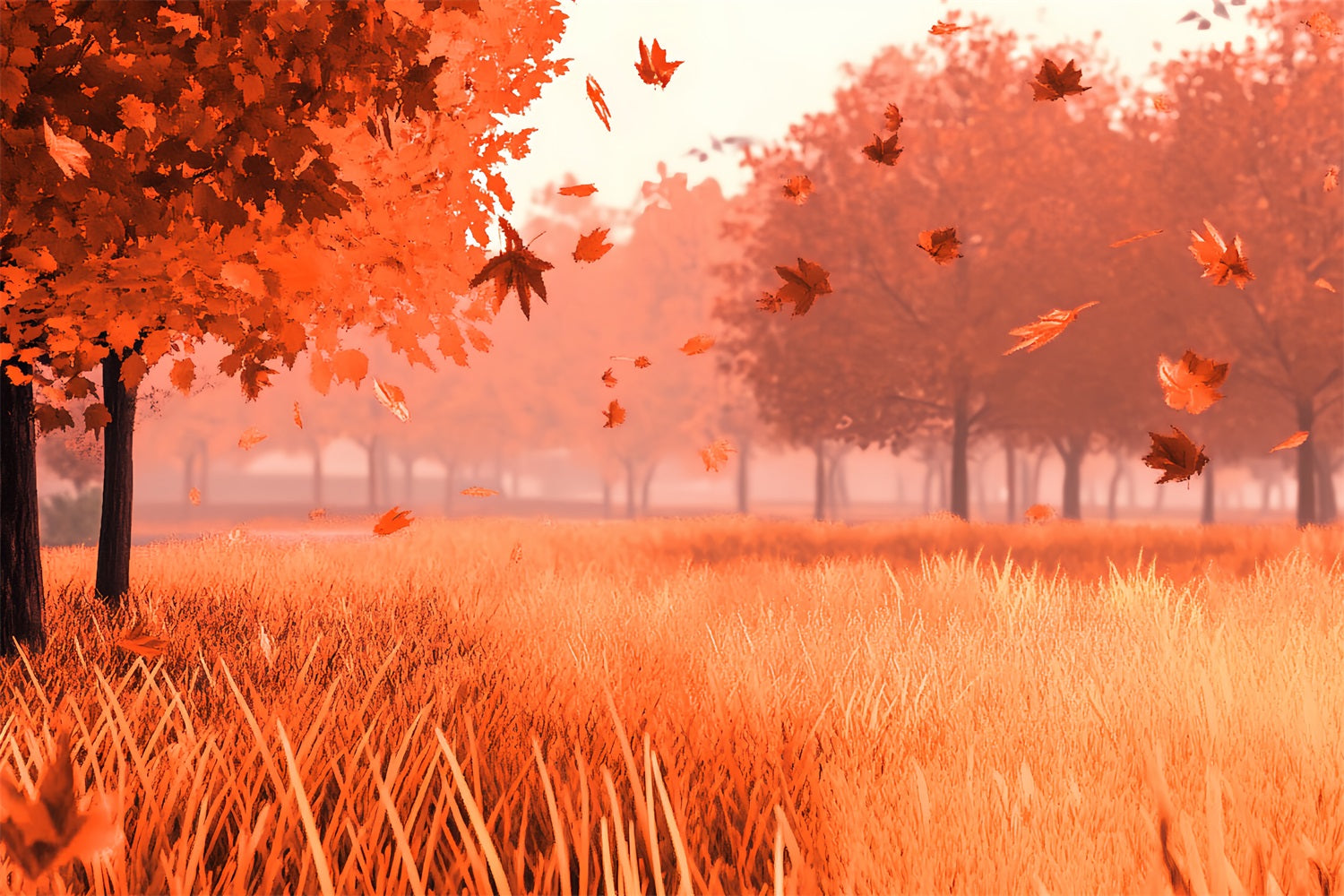 Fall Nature Backdrop Falling Leaves Autumn Field Fall Leaves Backdrop UK CSH58-230