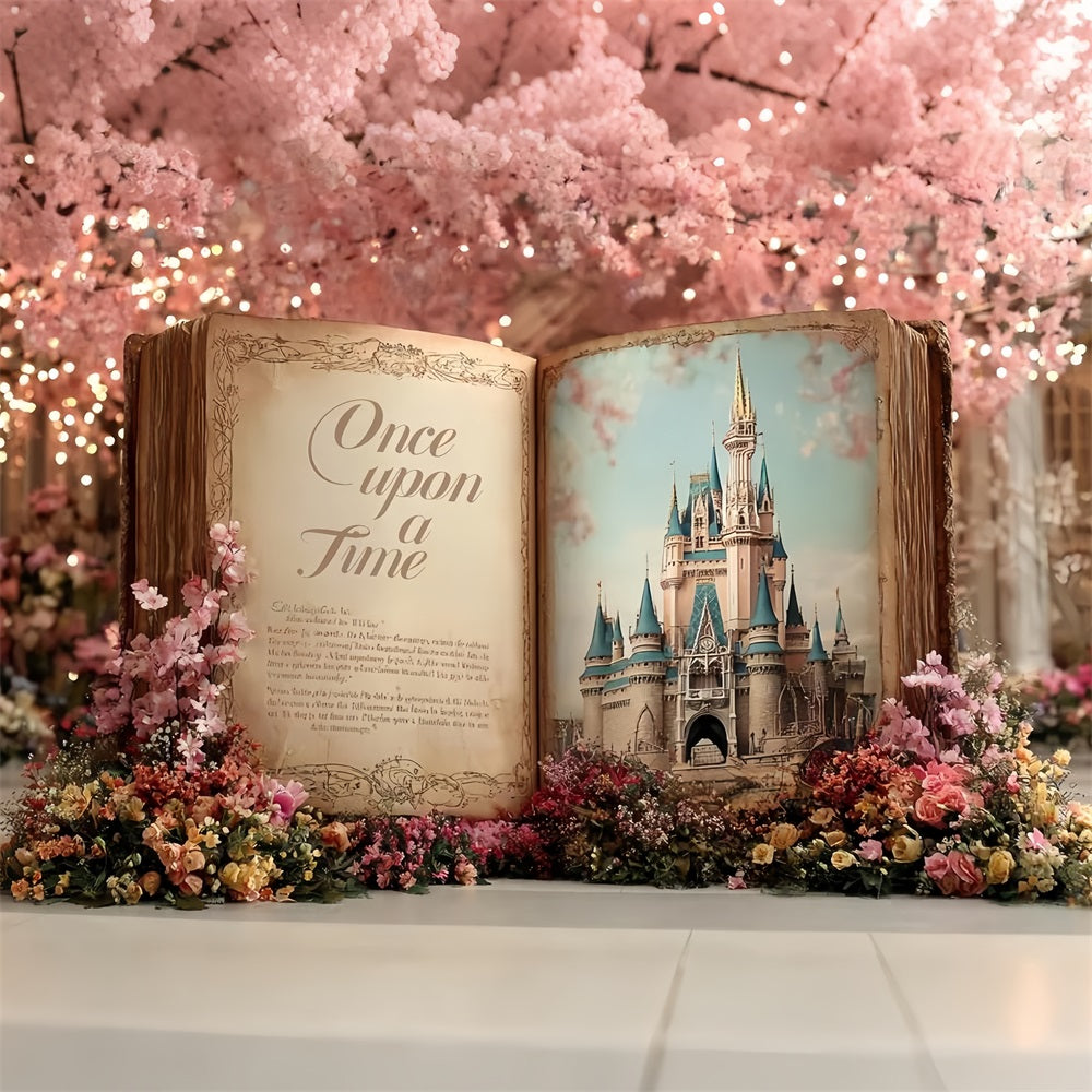 Once Upon a Time Backdrop Fairytale Castle Storybook Blossoms Kids Backdrop UK CSH58-232