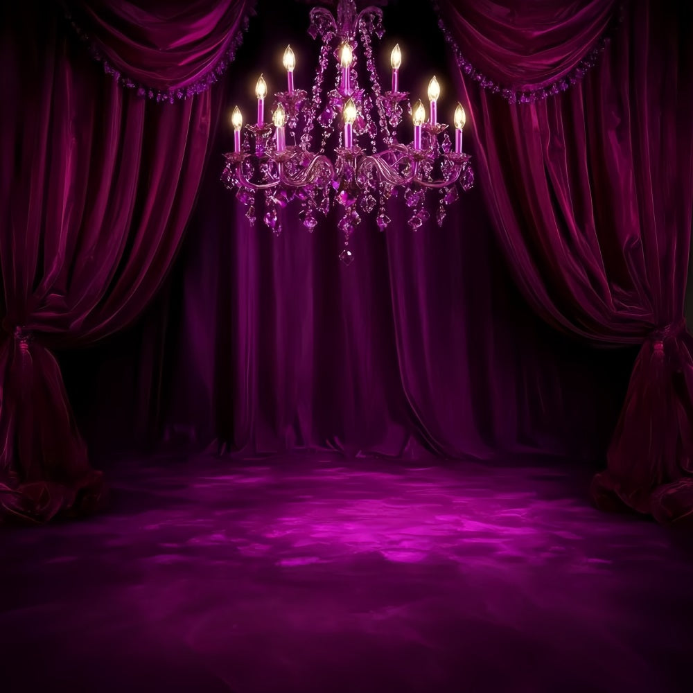 Boudoir Sexy Backdrop Magenta Velvet Chandelier Drapes Boudoir Backdrop UK CSH58-251