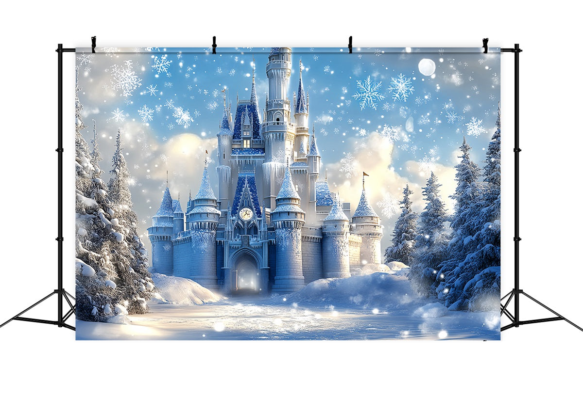 Frozen Backdrop Snowflake-Adorned Royal Ice Palace Winter castle Backdrop UK CSH58-30