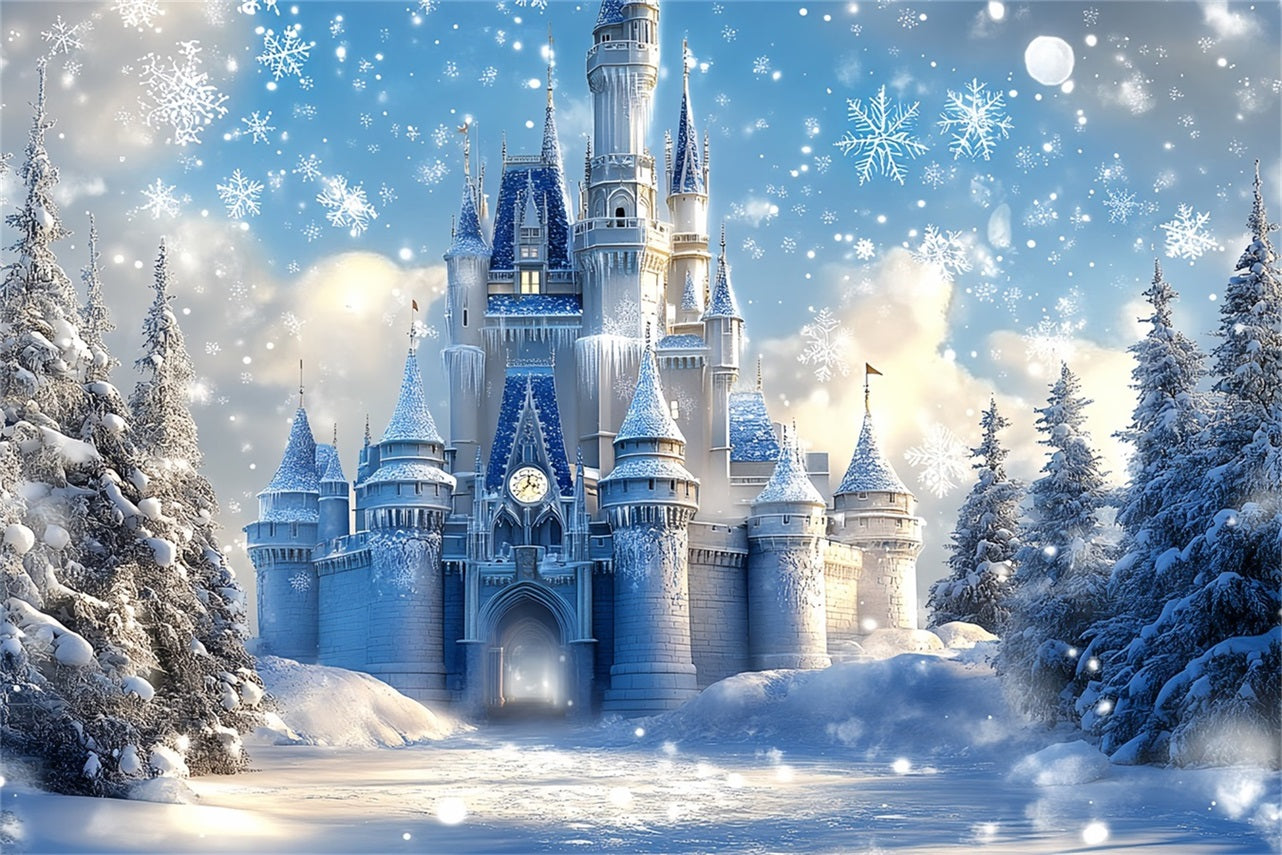 Frozen Backdrop Snowflake-Adorned Royal Ice Palace Winter castle Backdrop UK CSH58-30