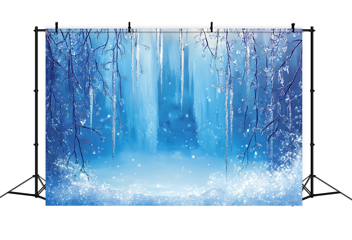 Frozen Backdrop Sparkling Icicle Canopy with Frosty Glow Winter wonderland Backdrop UK CSH58-31