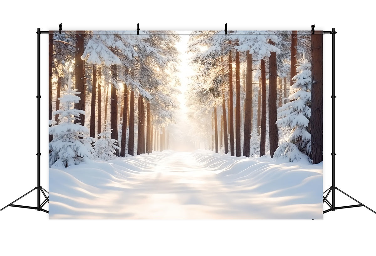 Nature Backdrop Snow-covered Straight Forest Backlighting Warm Sunlight Winter Forest Backdrop UK CSH58-41