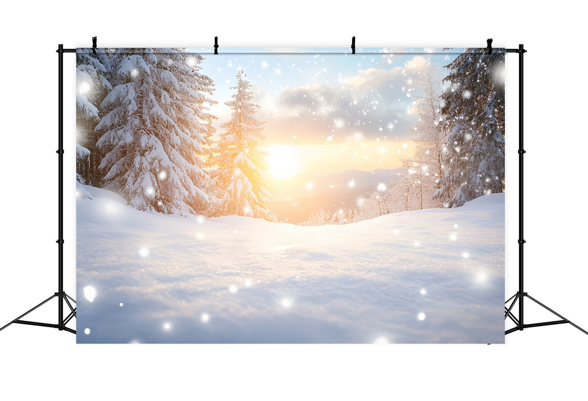 Nature Backdrop Dreamy Winter Warmth Snow Drift Forest Backdrop Winter wonderland UK CSH58-45