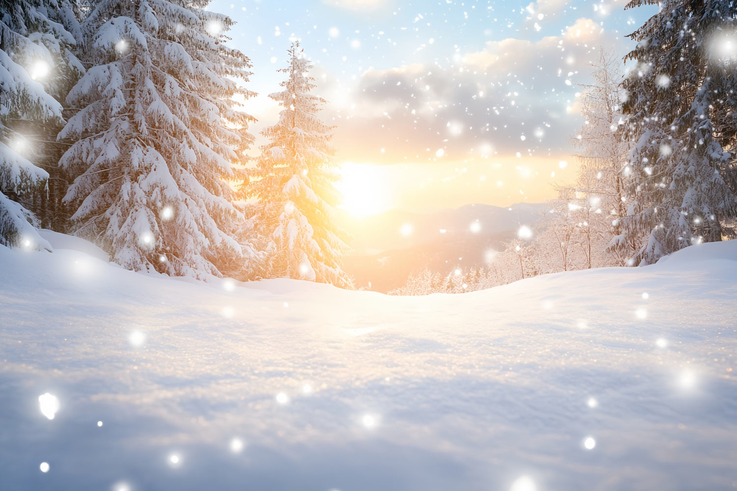 Nature Backdrop Dreamy Winter Warmth Snow Drift Forest Backdrop Winter wonderland UK CSH58-45