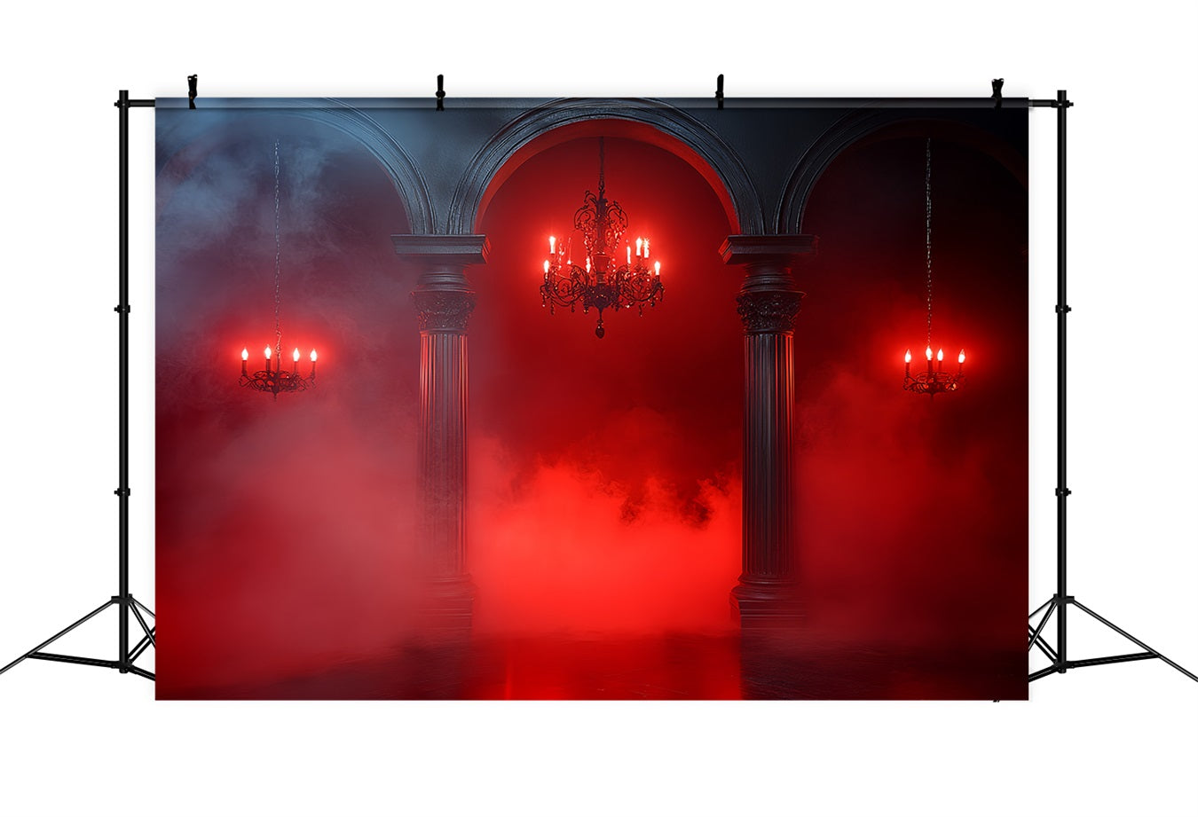 Gothic Backdrop Red Fog Gothic Arches Halloween Photography Backdrop UK CSH58-46