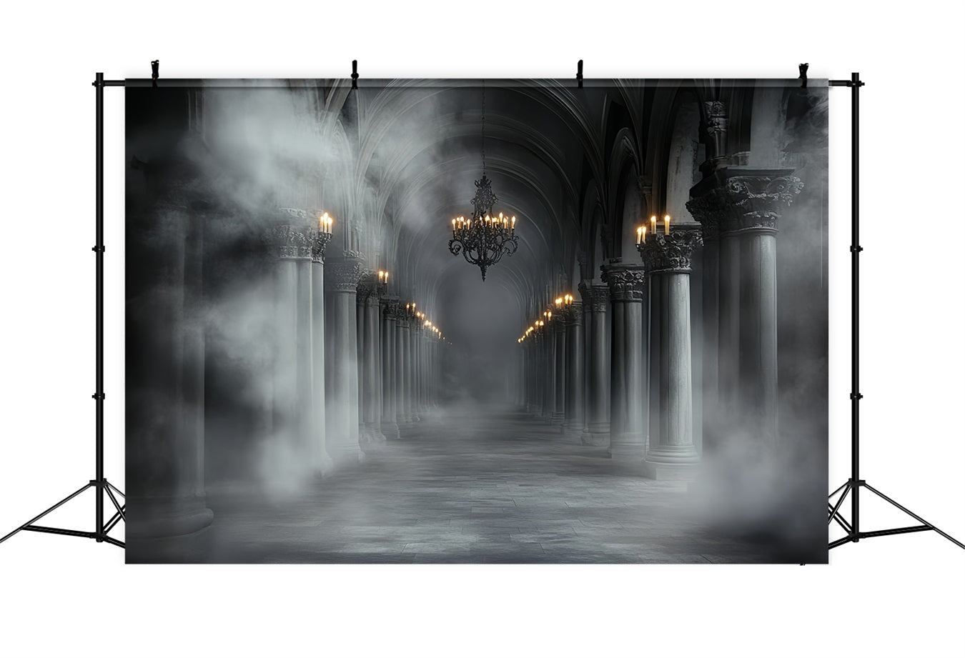Gothic Backdrop Gray Fog Haunted Aisle Halloween Backdrop Ideas UK CSH58-48