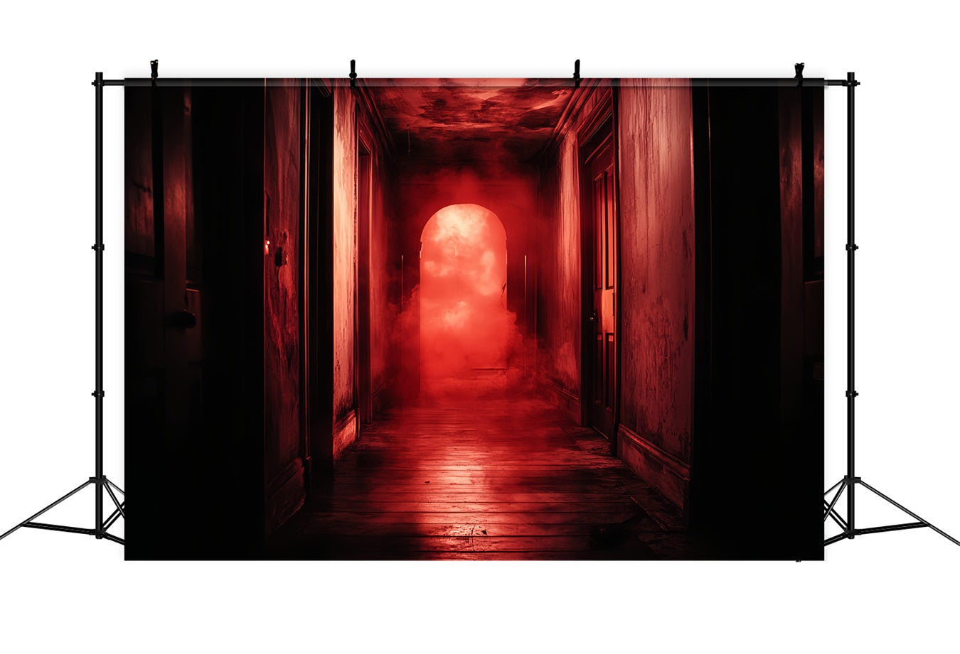 Spooky Backdrop Haunted Red Fog Hallway Halloween Photo Backdrop UK CSH58-55