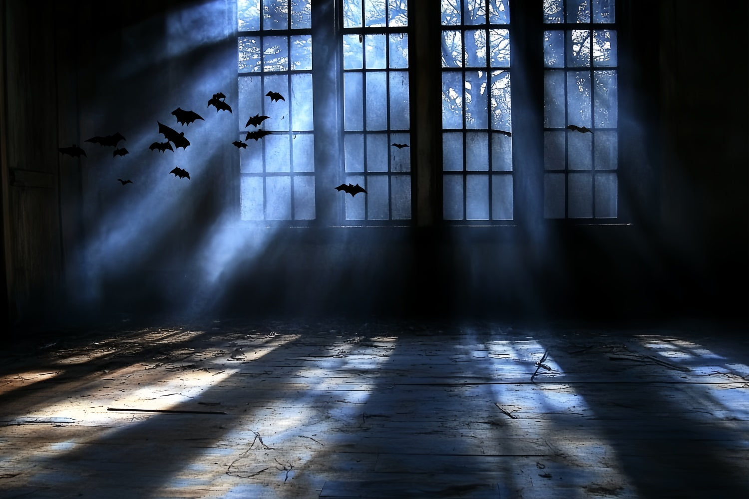 Spooky Backdrop Haunted Window Bat Shadows Halloween Backdrops UK CSH58-58